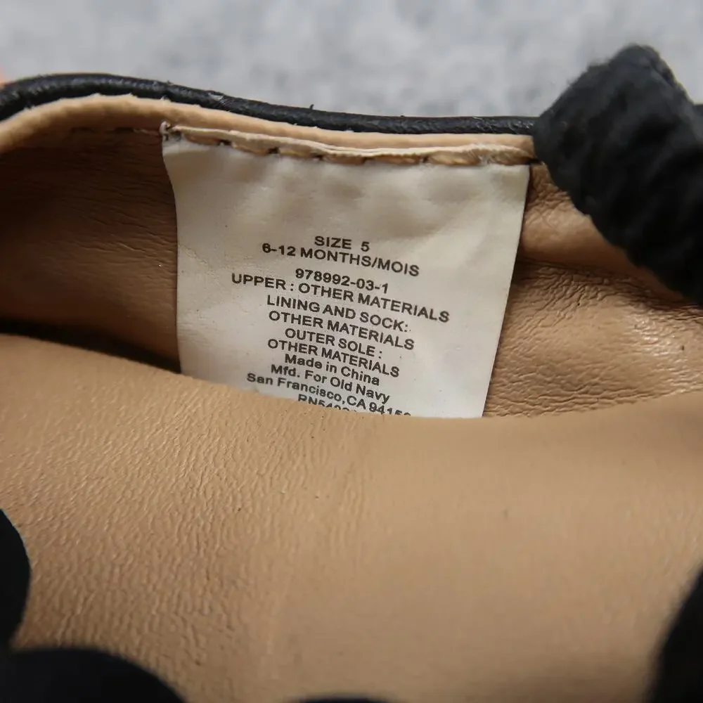 Old Navy Shoes Baby Girls 5 Mary Jane Flats Flower Black Slip On Closed Toe